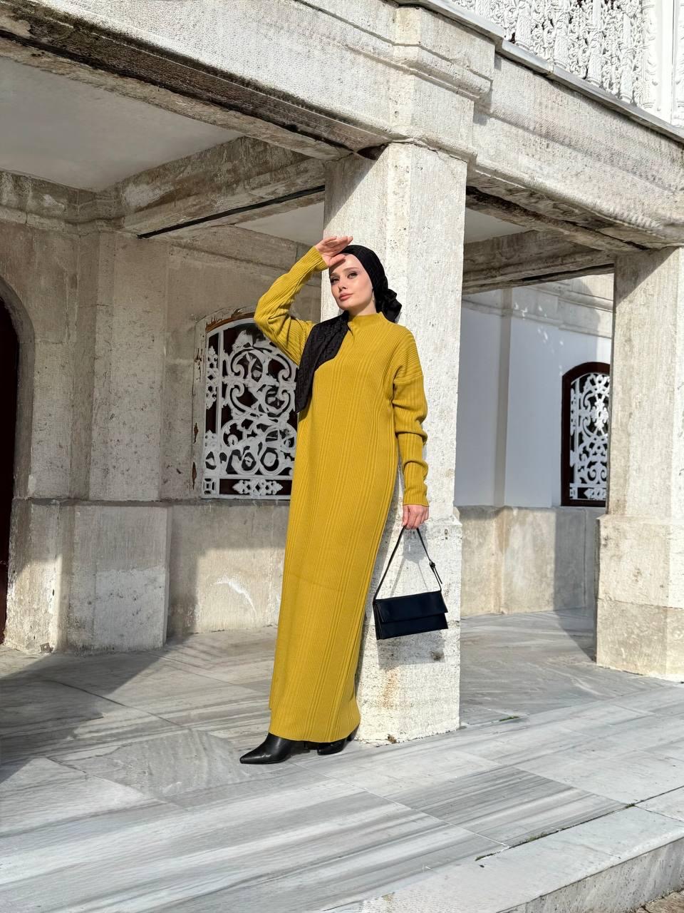 TRİKO ELBİSE — HARDAL