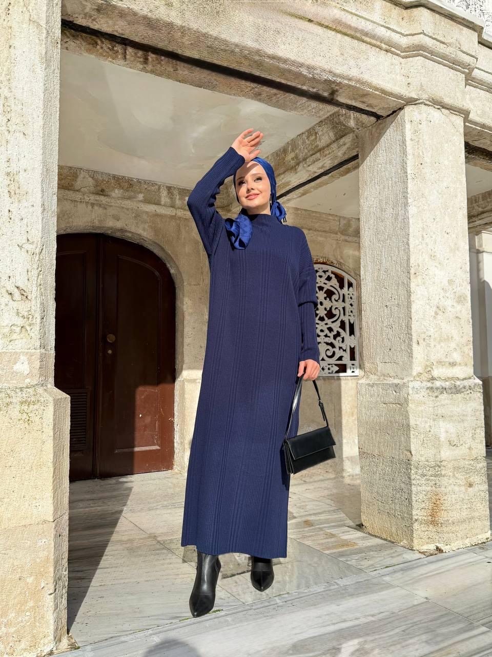 TRİKO ELBİSE — LACİVERT