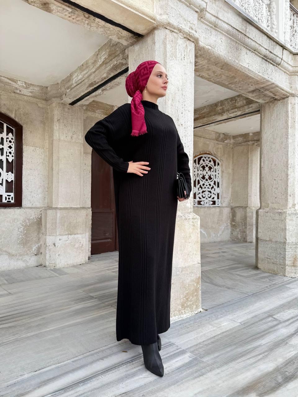 TRİKO ELBİSE — SİYAH