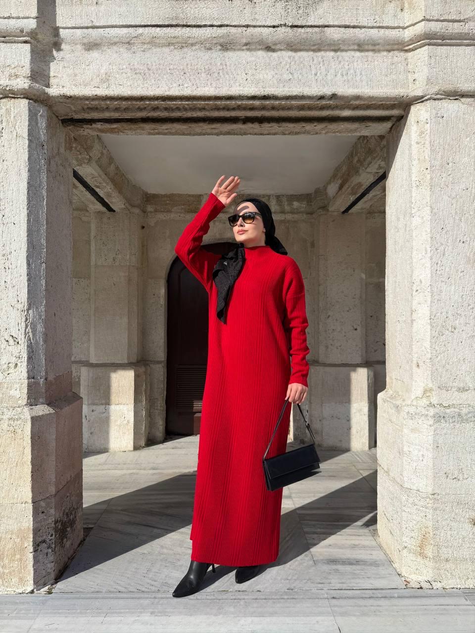 TRİKO ELBİSE — KIRMIZI